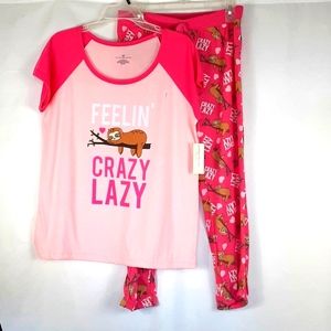 bobbie brooks Sleepwear Sloth Crazy Lazy Set NWT